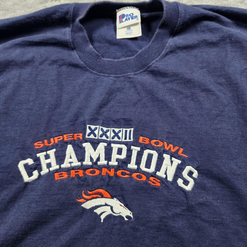 VINTAGE Denver Broncos Shirt Mens 2XL Blue NFL Pro Player Super Bowl XXXII 90s